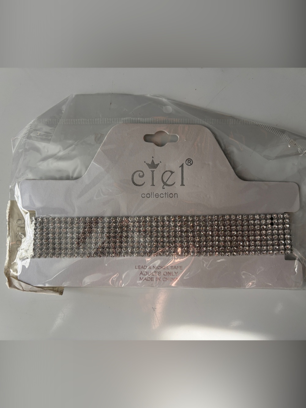 Fashion Nova Silver Crystal Rhinestone Choker Necklace